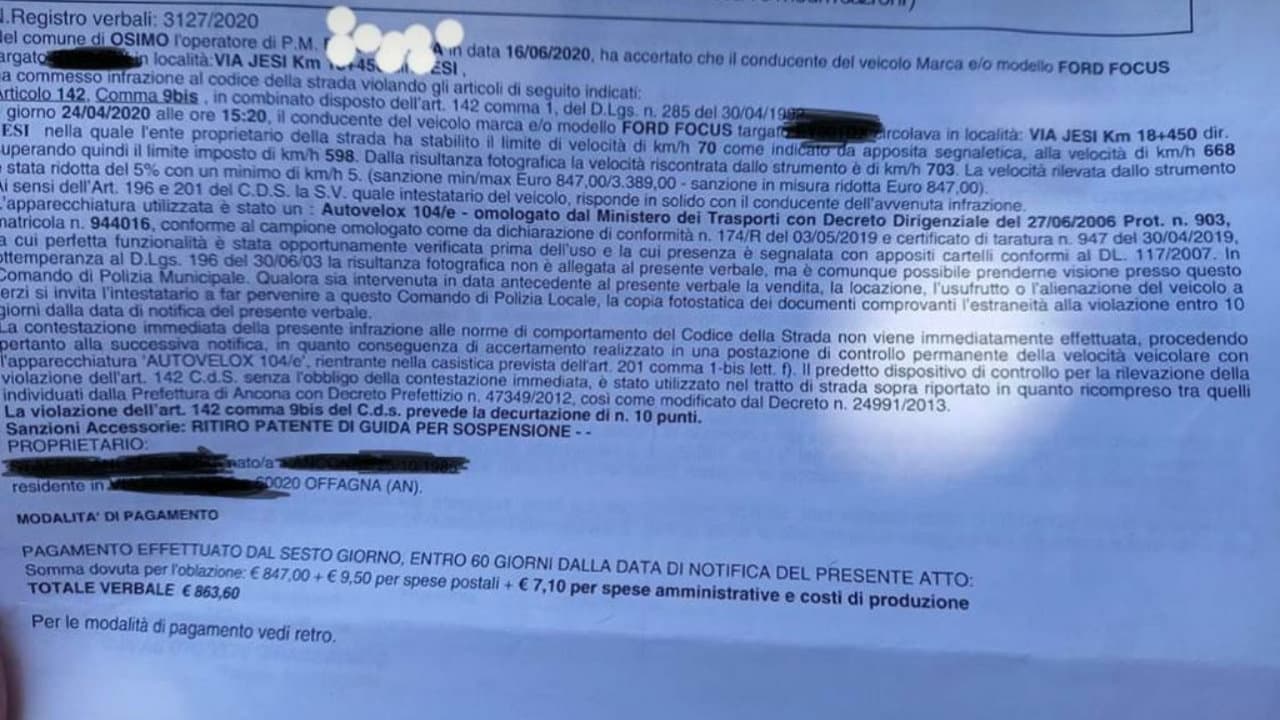 Une photo de l'amende a été partagée par une association d'automobilistes.