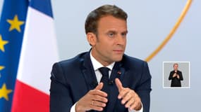 Emmanuel Macron, lors de sa conférence de presse à l'Elysée.