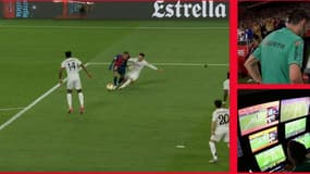 Le tacle d'Asencio sur Raphinha lors du match Barça-Real, le 26 avril 2025