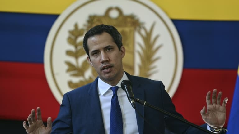 L'opposant vénézuélien Juan Guaido lors d'une conférence de presse à Caracas, le 22 novembre 2021