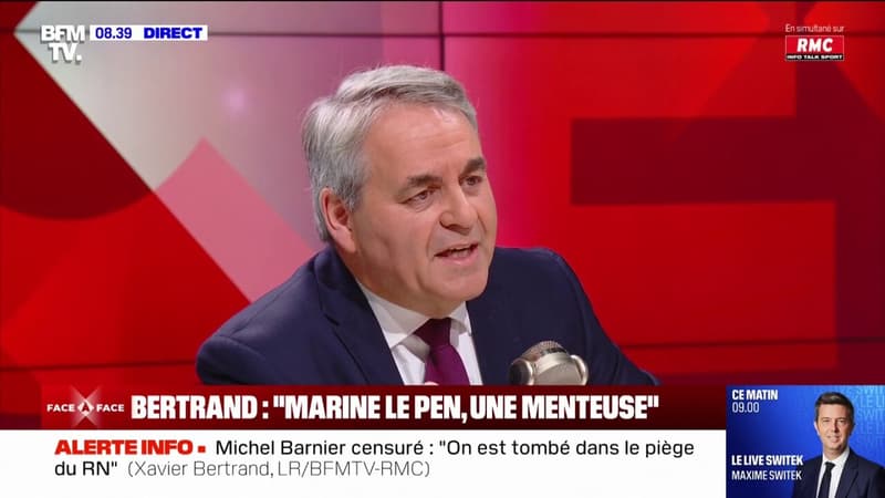 Motion de censure: Xavier Bertrand pense que l'accélération du calendrier judiciaire de Mme Le Pen a tout changé