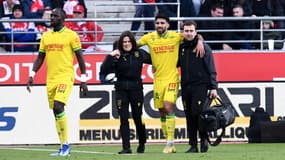 Eray Cömert blessé lors de Reims-Nantes, le 28 janvier 2024.