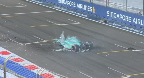Lance Stroll accidenté lors du GP de Singapour, le 16 septembre 2023