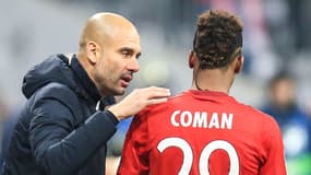 Pep Guardiola et Kingsley Coman 