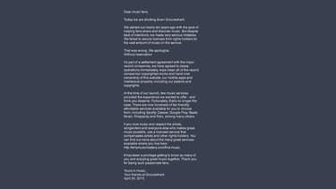 Page d’accueil du site Grooveshark