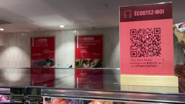 Monoprix initie un système de QR code permettant d'entendre des explications sur la provenance de la viande de la part d'un boucher fournisseur.