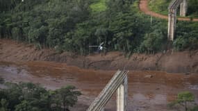Vue aérienne du site de l'entreprise minière Vale, près de la ville de Brumadinho au Brésil, après l'effondrement d'un barrage le 25 janvier 2019. 