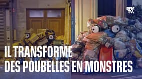À Paris, cet artiste détourne les tas de poubelles sur les trottoirs en monstres