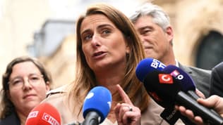 Marine Tondelier, secrétaire nationale des Ecologistes à sa sortie de Matignon le 8 octobre 2025