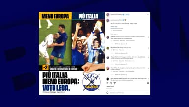 Matteo Salvini a repris l'image du footballeur français Zinedine Zidane donnant un coup de boule au joueur Marco Materazzi. 