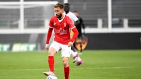 Nicolas Benezet sous les couleurs du Nîmes Olympique, le 16 avril 2023.