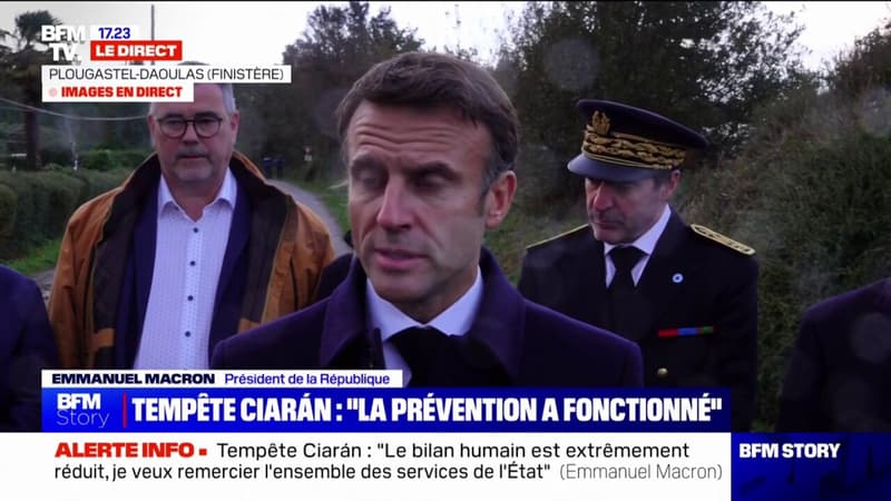 Tempête Ciarán: Emmanuel Macron annonce l'arrivée de 
