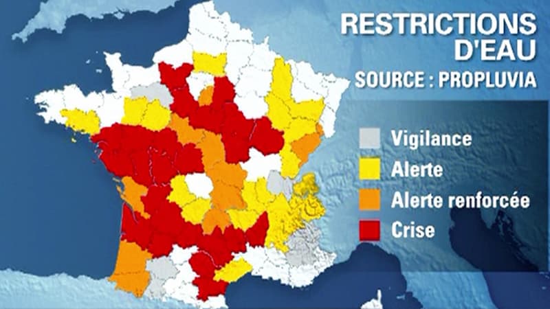 60 départements sont soumis à des restrictions d'eau.