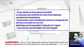 Coronavirus: 3 cas désormais avérés à l'Assemblée national dont une députée hospitalisée