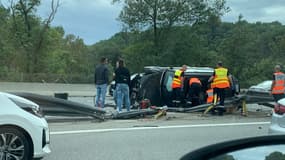 Un accident sur l'A8 au niveau de Mougins le 16 octobre 2023