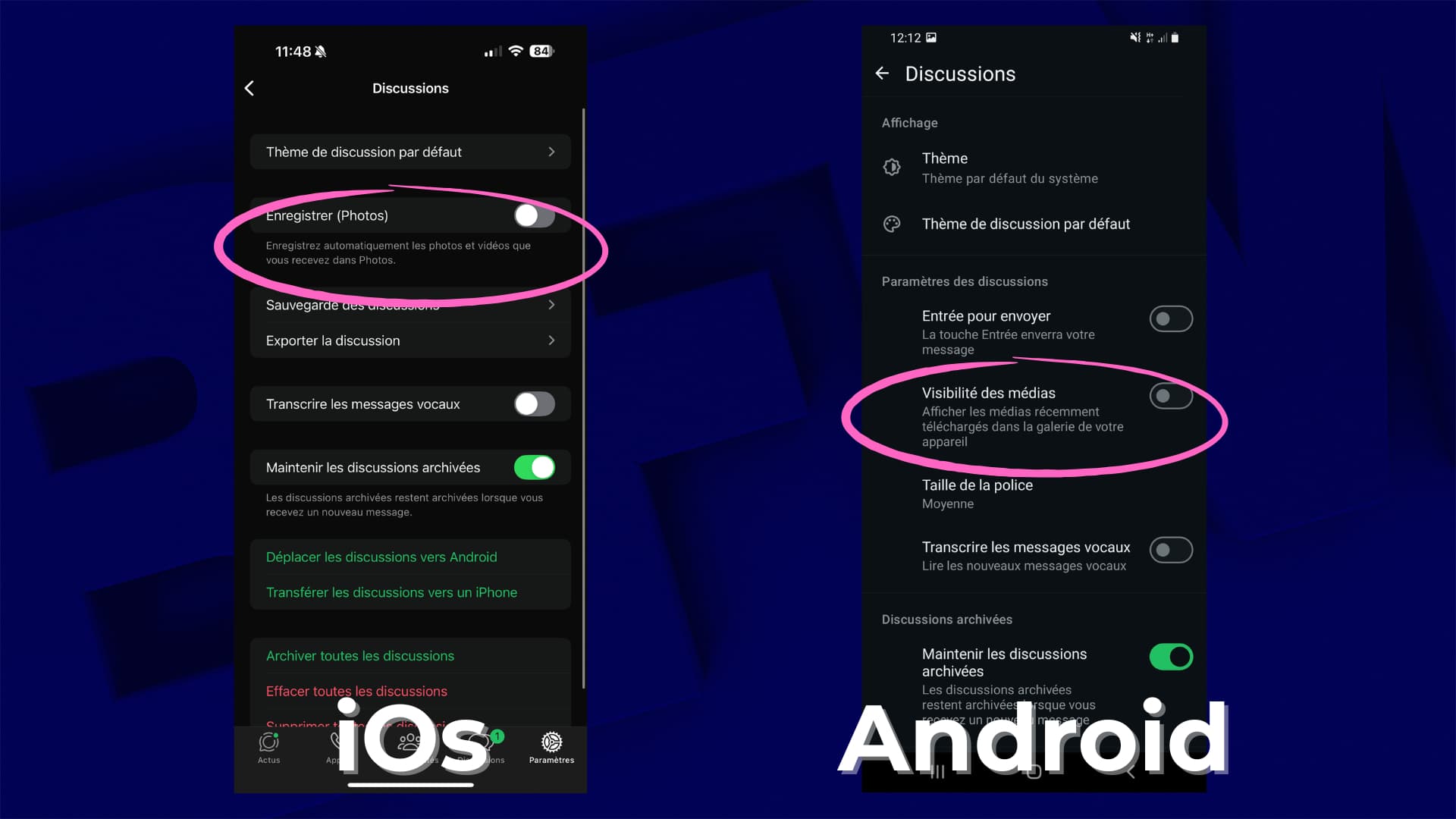 L'option à décocher dans les paramètres Whatsapp pour ne plus voir les photos dans sa galerie.