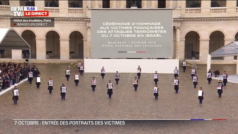 7-Octobre: les portraits des victimes françaises font leur entrée dans la cour des Invalides