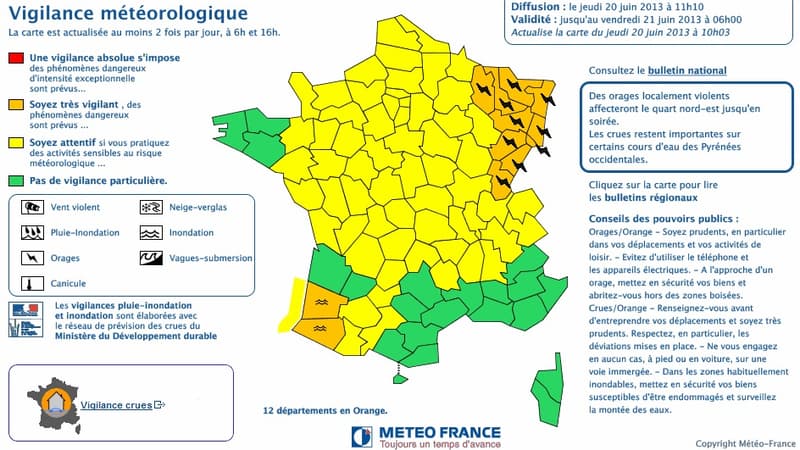 La carte de vigilance ne laisse que très peu place au vert.