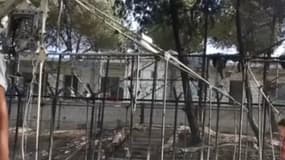 Le camp de Moria, à Lesbos, incendié lors d'affrontements entre migrants et policiers, le 19 septembre dernier. (Photo d'illustration)