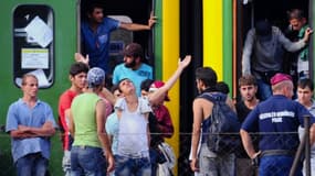 Des migrants bloqués le 3 septembre 2015 à la gare de Budapest