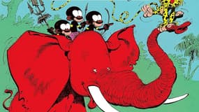 Détail de la couverture de "Tembo Tabou" de Roba, Franquin et Greg, la 24e aventure de Spirou et Fantasio