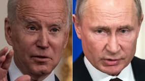Combinaison de photos montrant le président américain Joe Biden et son homologue russe Vadimir Poutine. (Photo d'illustration)