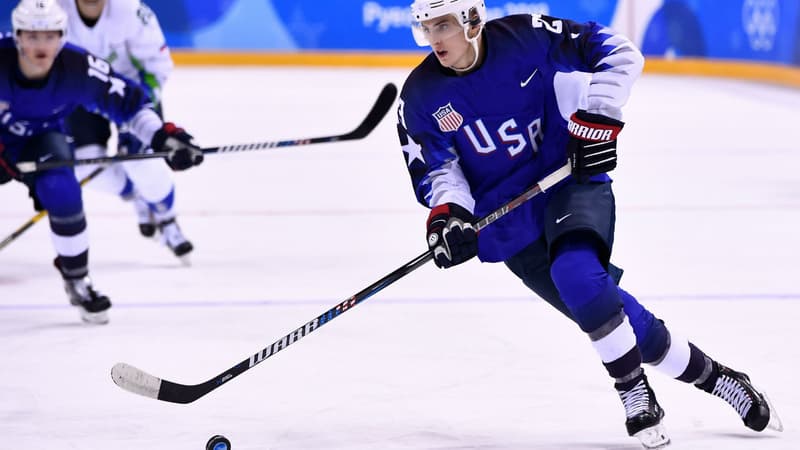 Match de hockey entre les Etats-Unis et la Slovénie, le 14 février 2018 à Pyeongchang (Corée du Sud)