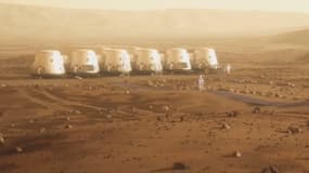 Vue d'artiste des installations de la mission Mars One.