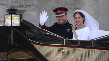 Le prince Harry et Meghan Markle, après s'être dit "oui" le samedi 19 mai.