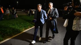 Philippe Montanier avec Damien Comolli, à Lens le 28 octobre 