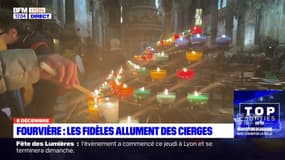 Fourvière: les fidèles allument des cierges 