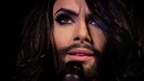 Conchita Wurst, candidat drag queen autrichien au concours de l'Eurovision, le 1er mai dernier à Copenhague.