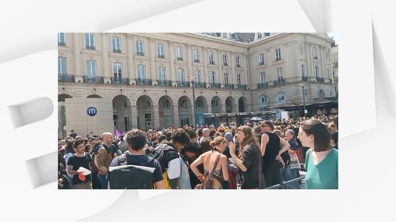 Quelque 600 manifestants, selon la préfecture, ont défilé ce samedi 27 mai 2023 à Rennes contre "Macron, Darmanin et le fascisme".