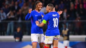 Bradley Barcola et Kylian Mbappé, à Metz le 5 juin 2024