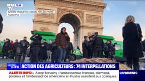 74 personnes interpellées "dont l'organisateur de la manifestation" lors d'une action d'agriculteurs au pied de l'Arc de Triomphe, annonce Laurent Nuñez