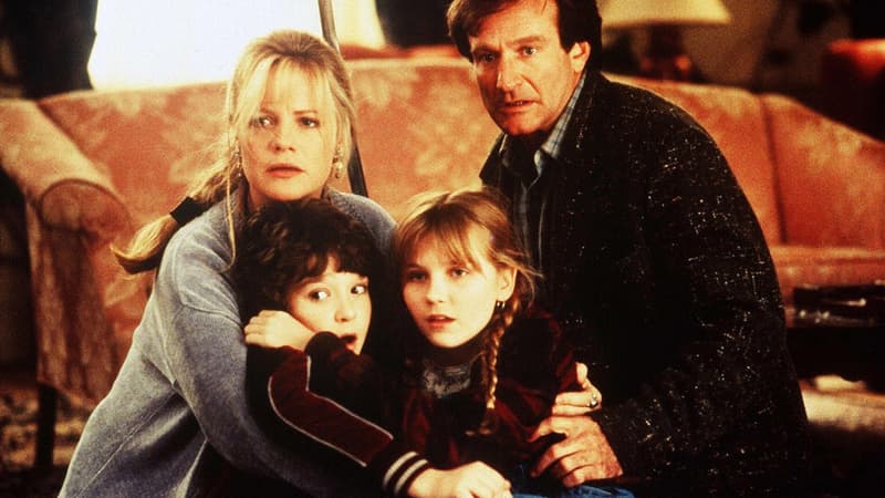 Bonnie Hunt, Robin Williams, Bradley Pierce et Kirsten Dunst, stars du premier volet sorti en 1995