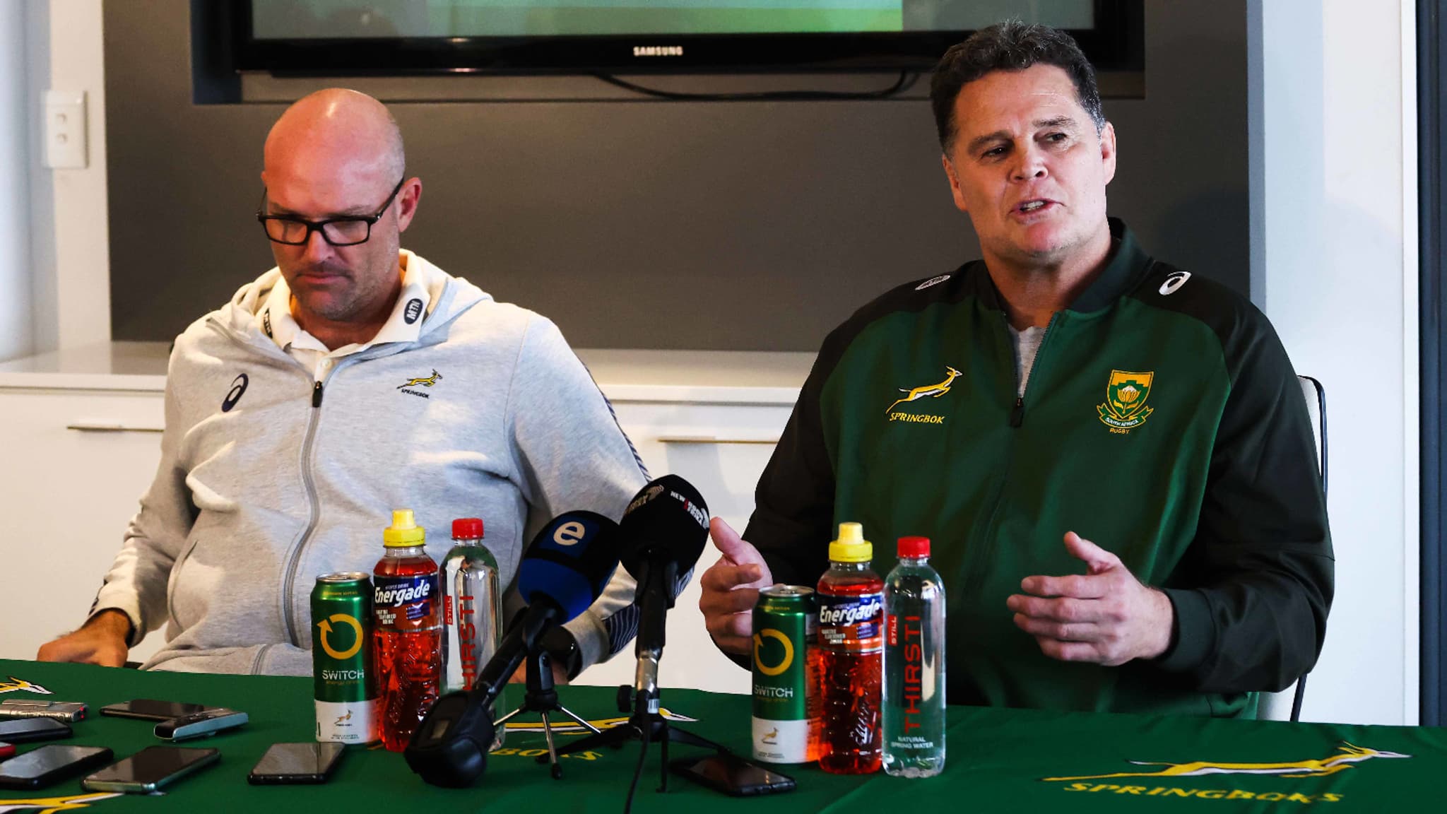Jacques Nienaber et Rassie Erasmus en mai 2023 Jacques Nienaber et Rassie Erasmus en mai 2023