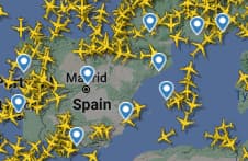 Capture de Flight Radar vendredi 4 novembre à 10h, heure de suspension de l'espace aérien dans plusieurs provinces espagnoles