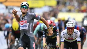 Mathieu Van Der Poel vainqueur de la 2e étape du Tour de France, le 6 juillet 2025.