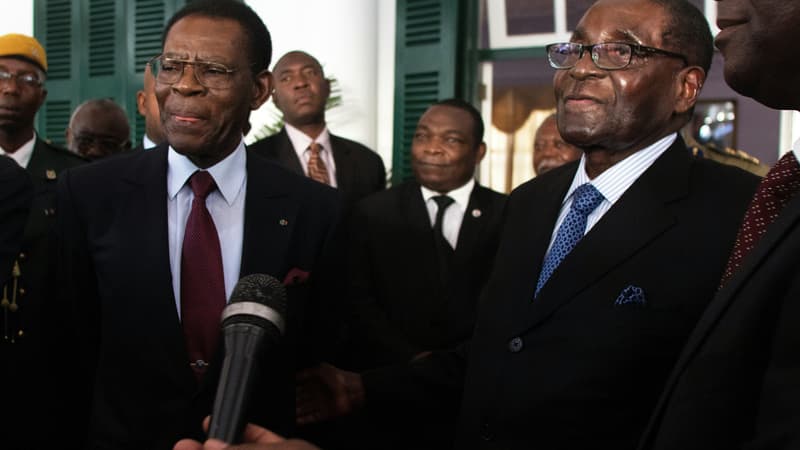 Teodoro Obiang Nguema Mbasogo et Robert Mugabe en 2016.