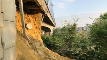 Une partie du mur de soutènement du viaduc de Gennevilliers s'est effondrée le 15 mai 2018.