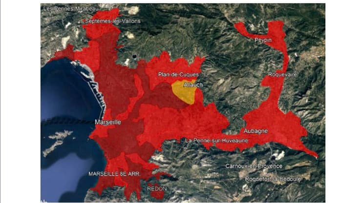 Carte montrant le variant Delta à Marseille le 27 décembre 2021 Carte montrant le variant Delta à Marseille le 27 décembre 2021