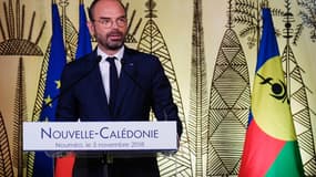 Le Premier ministre Edouard Philippe donne un discours le 5 novembre 2018 à Nouméa, après le référendum qui a rejeté l'indépendance