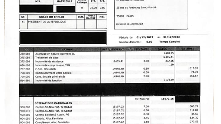 Fiche de paie d'Emmanuel Macron obtenue par Xavier Berne de Ma Dada