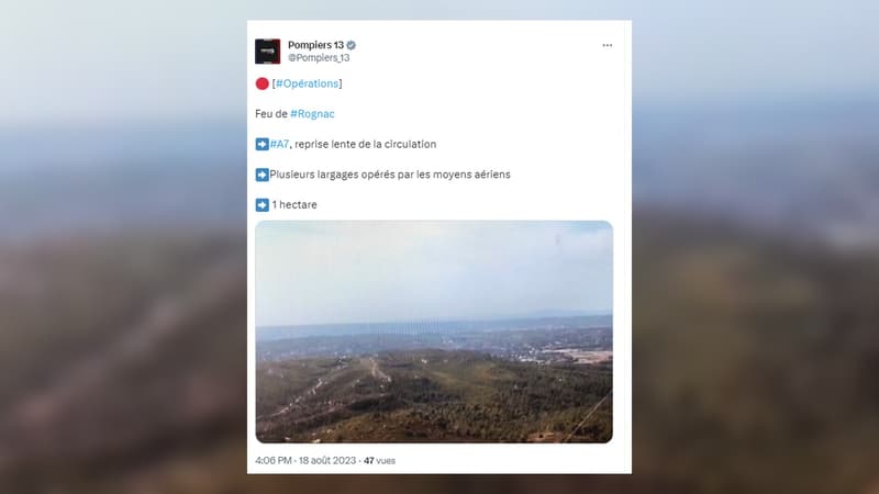 Un incendie s'est déclaré ce vendredi après-midi à Rognac, près de la D20, à l'est de l'A7.