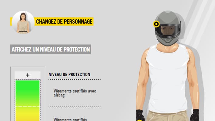Le simulateur de protection du motard en fonction de sa tenue mis en ligne par la Sécurité routière