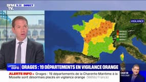 Orages: 19 départements désormais en vigilance orange