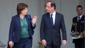 Martine Aubry et François Hollande sur le perron de l'Elysée, le 6 juin 2012.