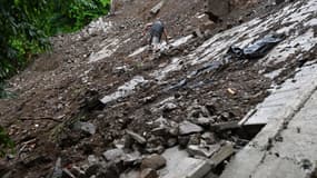 Glissement de terrain après des pluies diluviennes au Salvador, le lundi 17 juin 2024