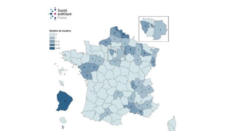 Carte de répartition des clusters en France entre le 9 mai et le 16 juin 2020. Carte de répartition des clusters en France entre le 9 mai et le 16 juin 2020.